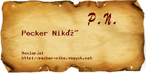 Pecker Niké névjegykártya